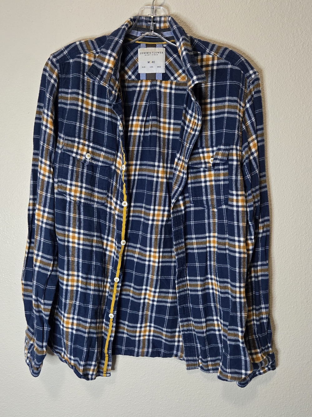 Denim & Flower Men’s Navy Plaid Button-Up Shirt